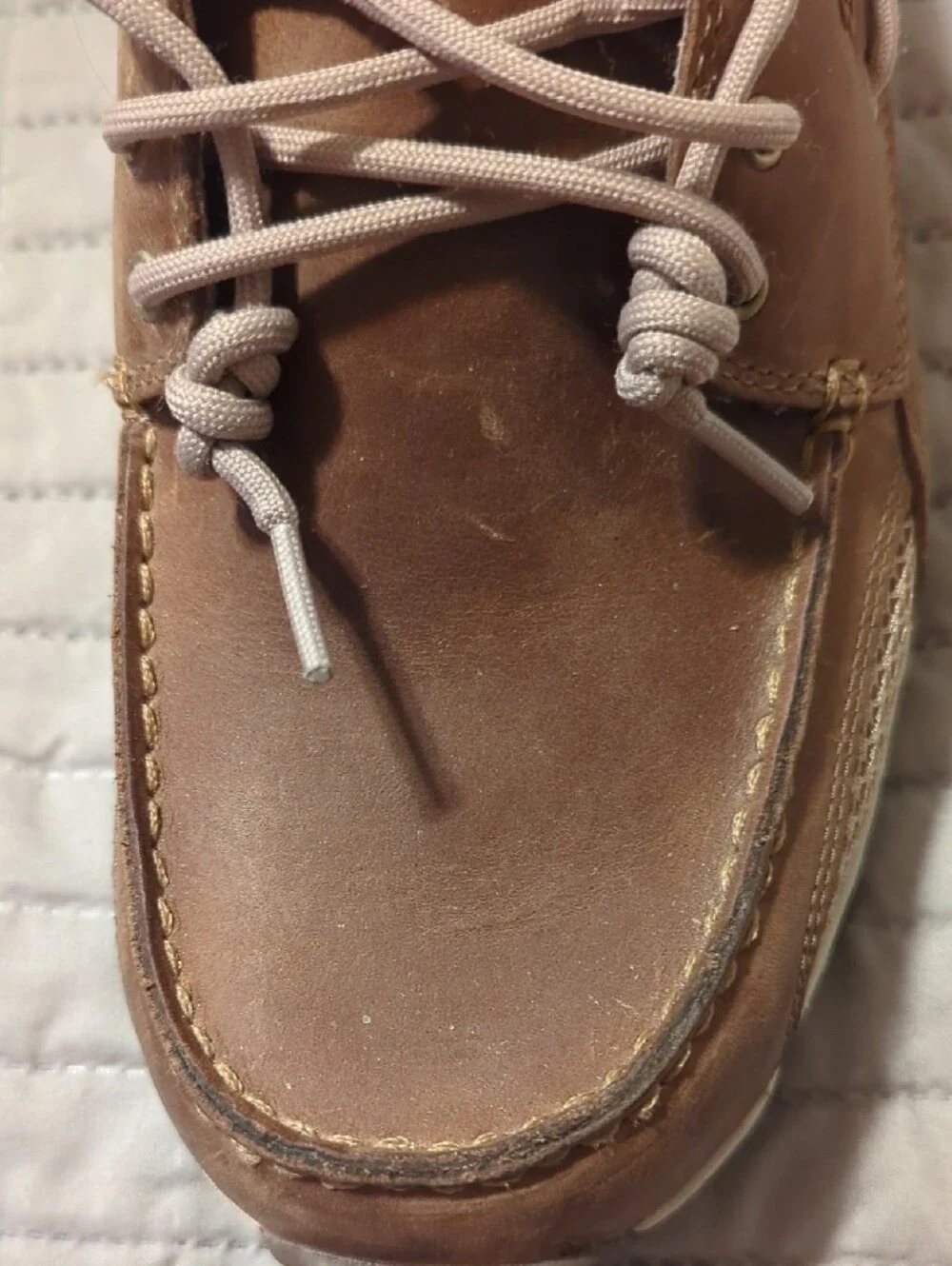 Dunham Brown Leather Men's Boat Shoes with Light Brown Laces
